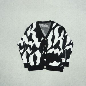 RIVINGTON ROI REBIS Black And White Knitted Cardigan